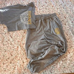 Versace gray color set crop top and pants